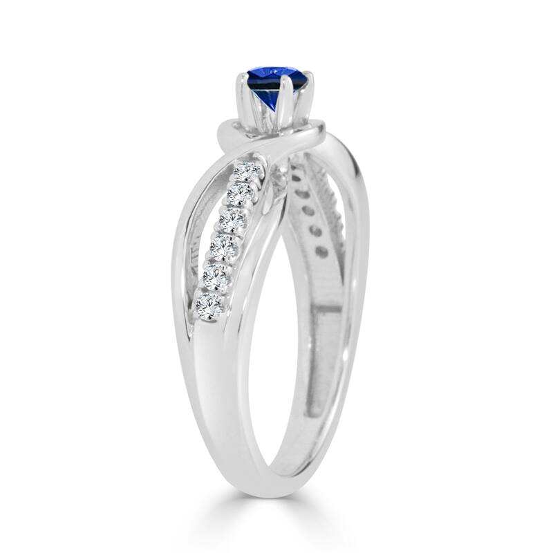 14k Gold 1/4ct Blue Sapphire and 1/5ct TDW Round Diamond Engagement Ring by Auriya