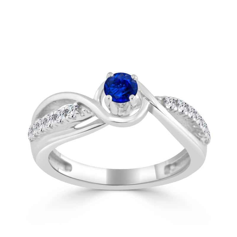 14k Gold 1/4ct Blue Sapphire and 1/5ct TDW Round Diamond Engagement Ring by Auriya