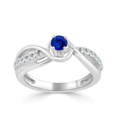 14k Gold 1/4ct Blue Sapphire and 1/5ct TDW Round Diamond Engagement Ring by Auriya