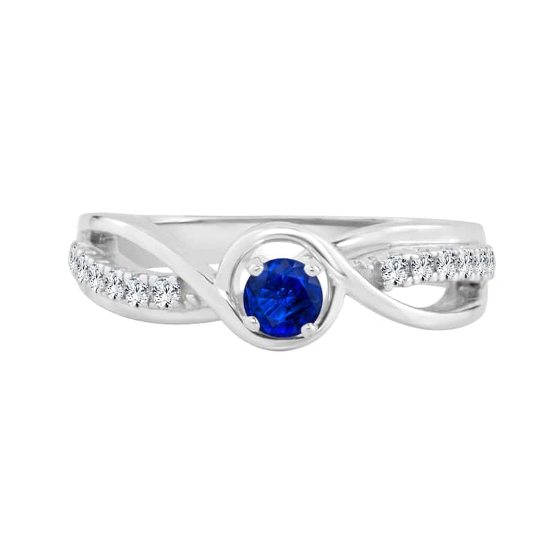 14k Gold 1/4ct Blue Sapphire and 1/5ct TDW Round Diamond Engagement Ring by Auriya