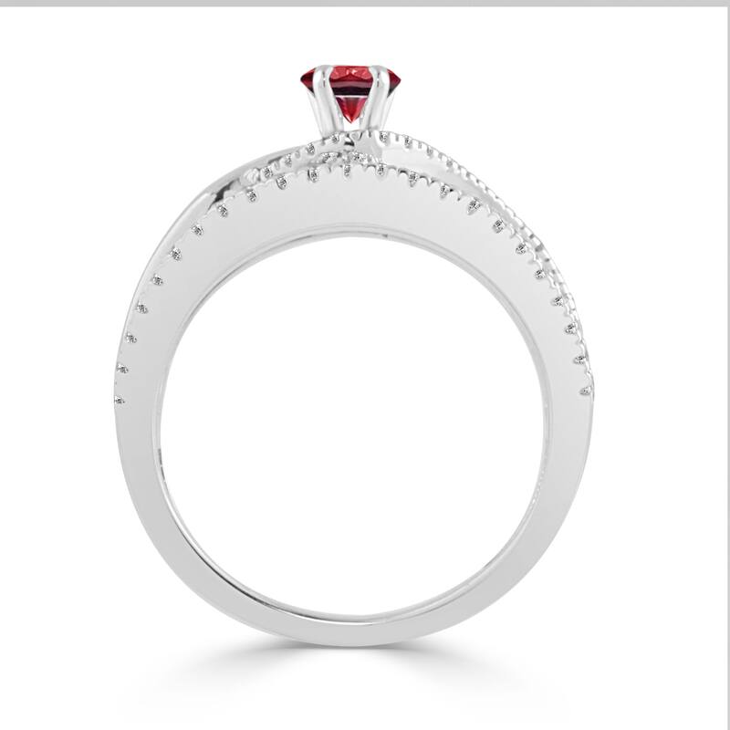 14k Gold Infinity Inspired 1/4ct Ruby and 1/6ct TDW Diamond Engagement Ring by Auriya