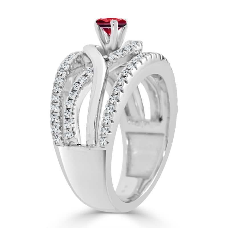 14k Gold Infinity Inspired 1/4ct Ruby and 1/6ct TDW Diamond Engagement Ring by Auriya