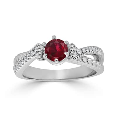 Auriya 14k Gold 2/5ct Ruby and 1/6ct TDW Round Diamond Engagement Ring