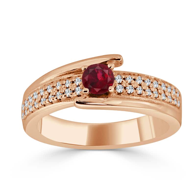 Auriya 14k Gold 1/3ct Ruby and 1/5ct TDW Round Diamond Engagement Ring