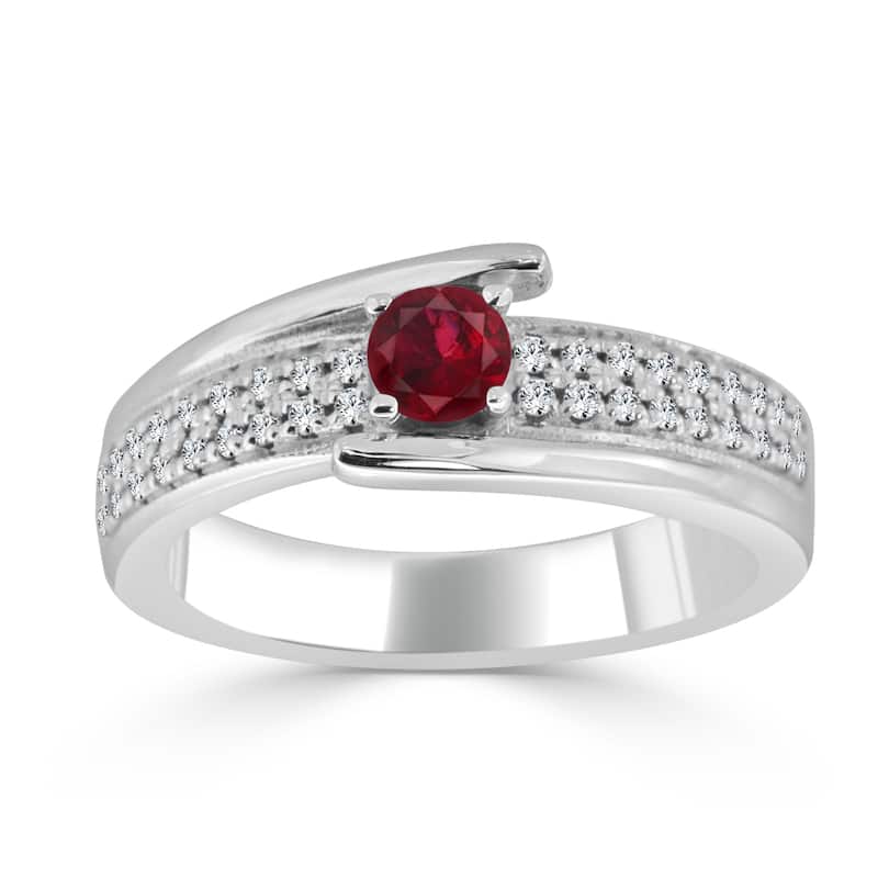 Auriya 14k Gold 1/3ct Ruby and 1/5ct TDW Round Diamond Engagement Ring