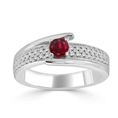 Auriya 14k Gold 1/3ct Ruby and 1/5ct TDW Round Diamond Engagement Ring