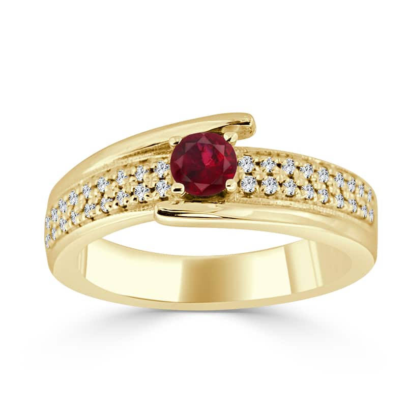 Auriya 14k Gold 1/3ct Ruby and 1/5ct TDW Round Diamond Engagement Ring