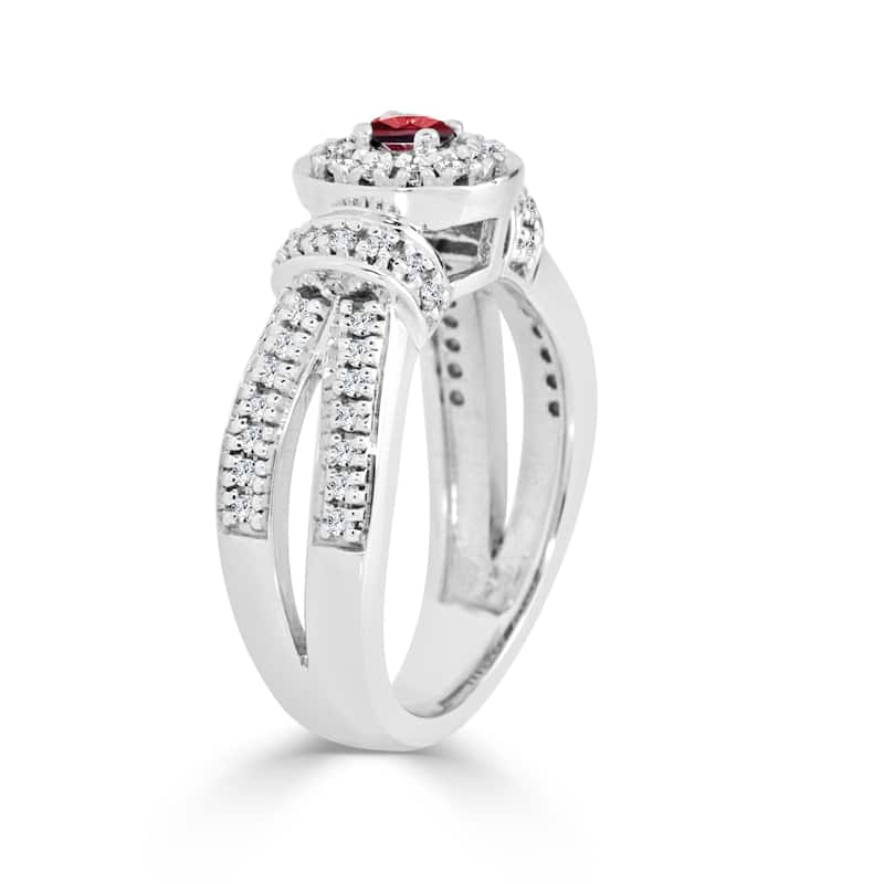 Auriya 14k Gold 1/6ct Ruby and 2/5ct TDW Round Diamond Halo Engagement Ring