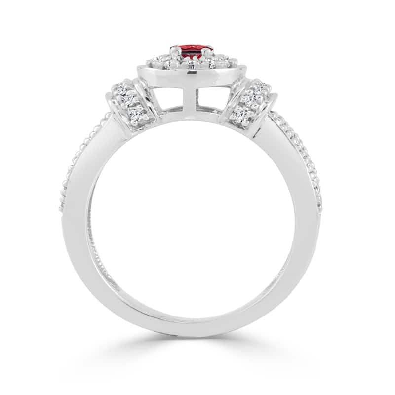 Auriya 14k Gold 1/6ct Ruby and 2/5ct TDW Round Diamond Halo Engagement Ring