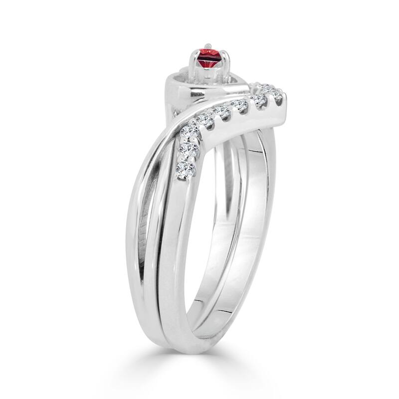 14k Gold 1/10ct Ruby and 1/5ct TDW Heart Shaped Diamond Accent Engagement Ring Set by Auriya