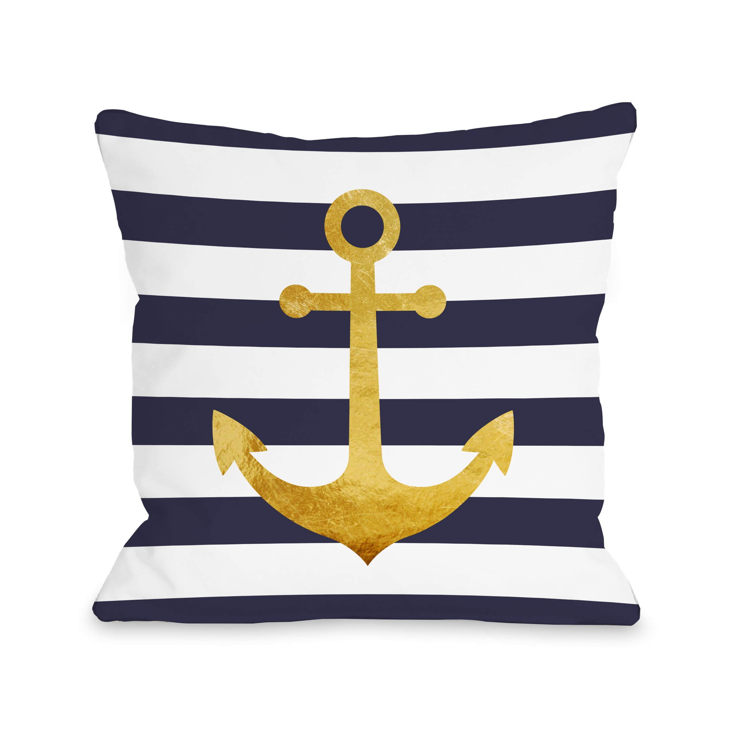 Shop Nautical Stripes Anchor Navy 16 Or 18 Inch Throw Pillow By
