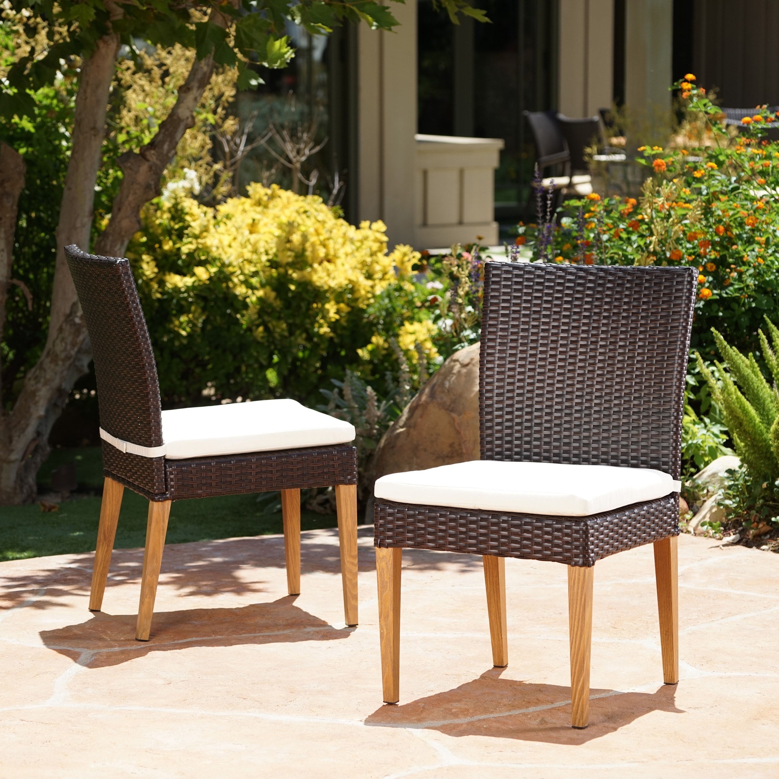 Santa Barbara Outdoor Wicker Dining Chair With Cushion Set Outdoor Wicker Dining Chair
