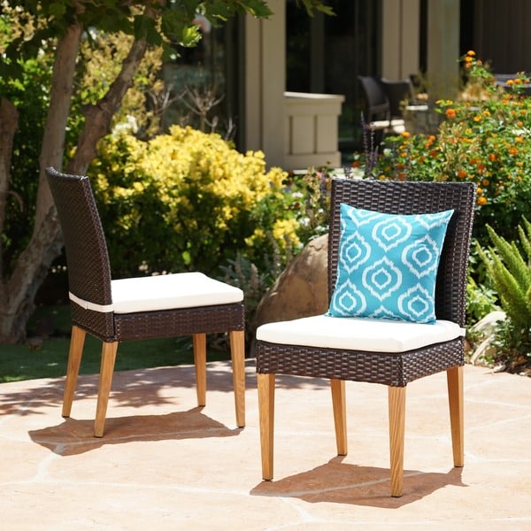 Santa Barbara Outdoor Wicker Dining Chair With Cushion Set Of Santa Barbara Outdoor Wicker Dining Chair With Cushion Set Of 2 By Christopher Knight