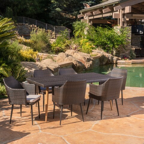 Rylan Outdoor 7-piece Rectangle Dining Set with Cushions by Christopher Knight Home