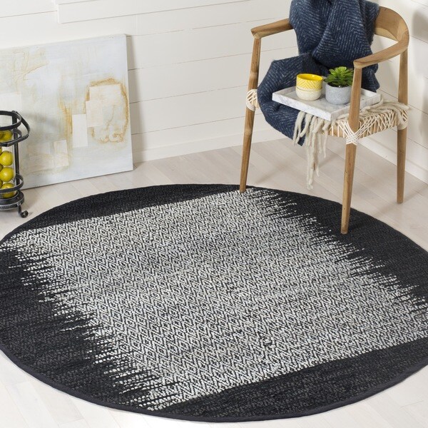 Safavieh Vintage Leather Modern Hand-Woven Grey/ Black Area Rug (4' Round)