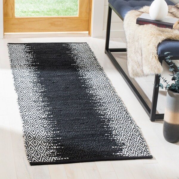Safavieh Vintage Leather Modern Hand-Woven Grey/ Black Runner Rug - 2'3" x 9'