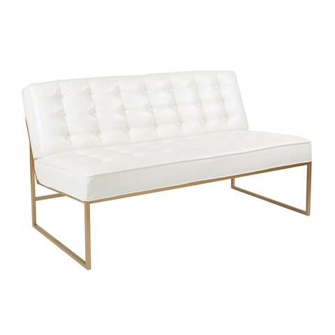 Silver Orchid BerdoniFaux Leather Loveseat with Gold Coated Frame