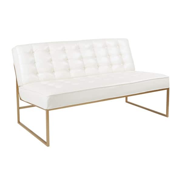 slide 2 of 22, Silver Orchid BerdoniFaux Leather Loveseat with Gold Coated Frame