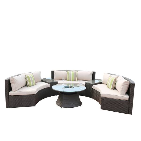 Shop New Fashion Half Moon 6 Piece Outdoor Curved Sectional