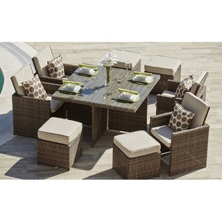 Cubo Outdoor Garden Wicker 9-piece Patio Dining Table Set