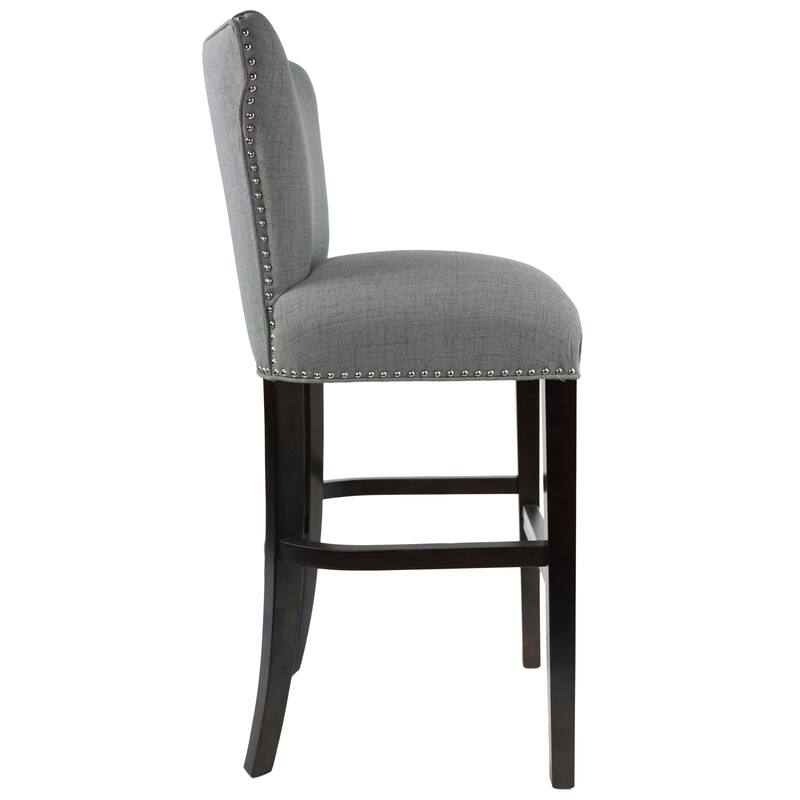 Bella 30 inch Contemporary Gray Nailhead Barstool