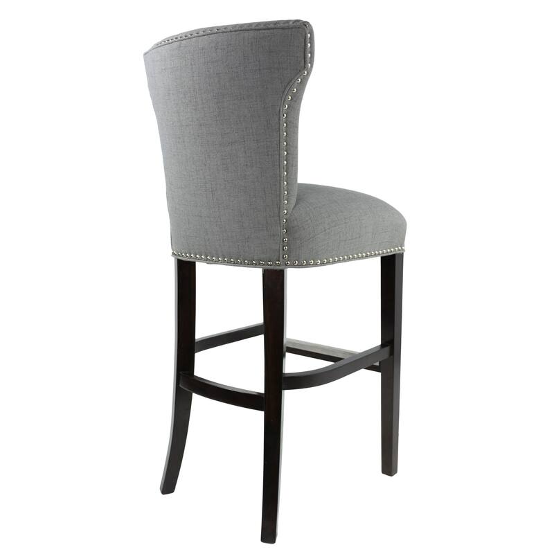 Bella 30 inch Contemporary Gray Nailhead Barstool