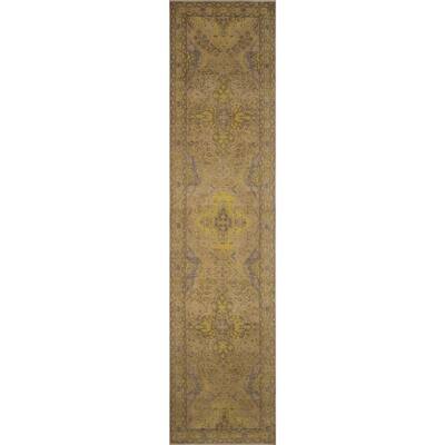 Noori Rug Vintage Distressed Serpil Beige/Gold Runner - 2'7" x 11'2"