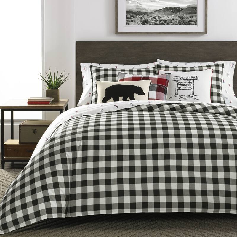 Eddie Bauer Cabin Plaid Black & White Throw Pillow
