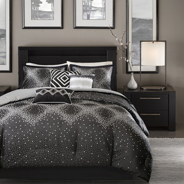 Madison Park Crawford Black Jacquard 7-piece Comforter Set