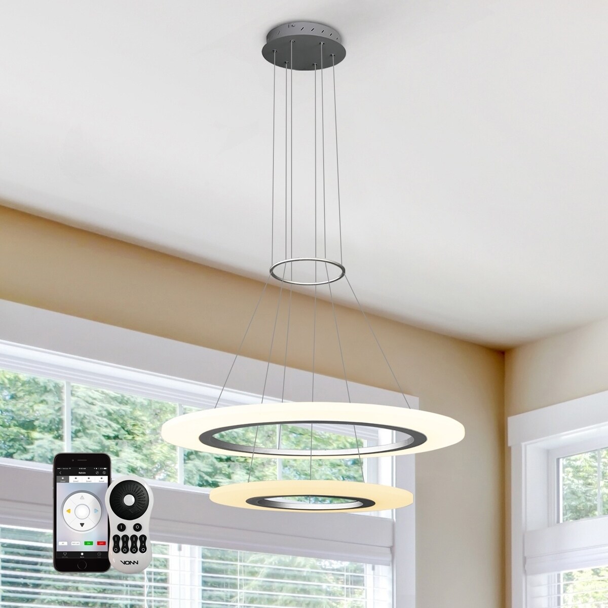 VONN Lighting Tania Duo VTC3224 24" Color Changeable LED Chandelier (Transitional/Modern & Contemporary/Mid-Century Modern - Indoor - Dimmable/Energy - Chandeliers For Bedrooms by Overstock.com