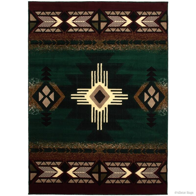 Allstar Woven Native American Area Rug - 7' 9"x10' 1" - Hunter Green