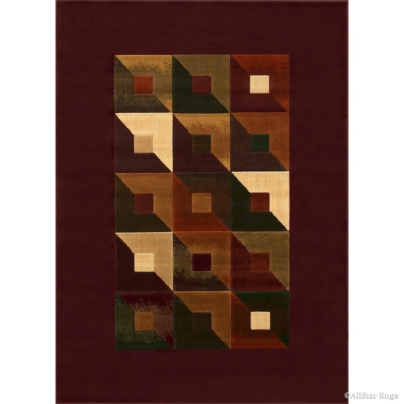 Allstar Modern Block Design Rug - 5' 2"x7' 1" - Maroon