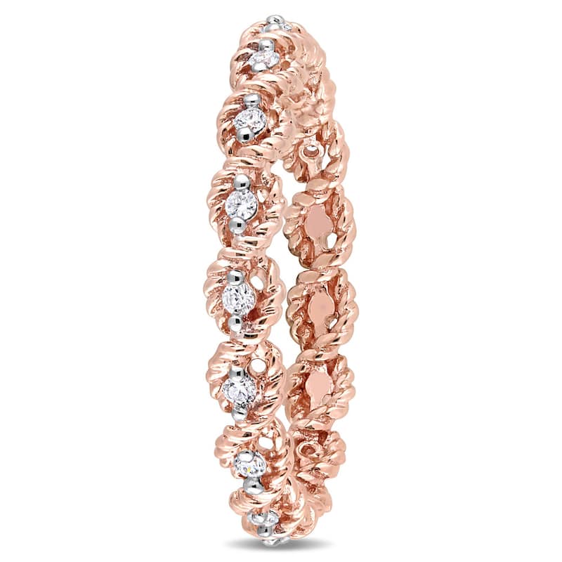 Miadora 10k Rose Gold 1/6ct TDW Diamond Woven Infinity Eternity Band - White