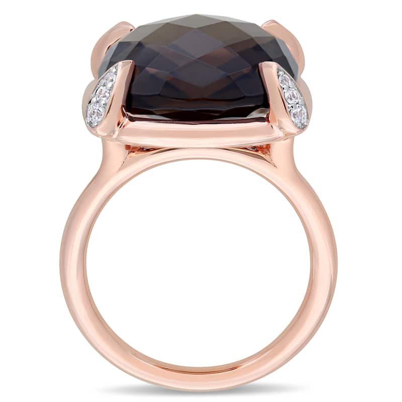 Miadora 14k Rose Gold Smokey Quartz and White Sapphire Cocktail Ring