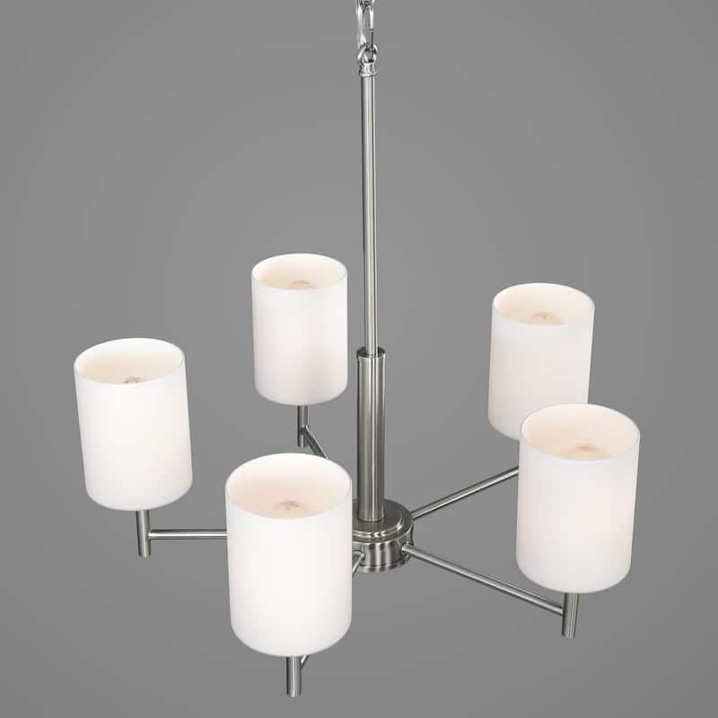 Replay Collection 5-Light Brushed Nickel Etched Glass Modern Chandelier Light