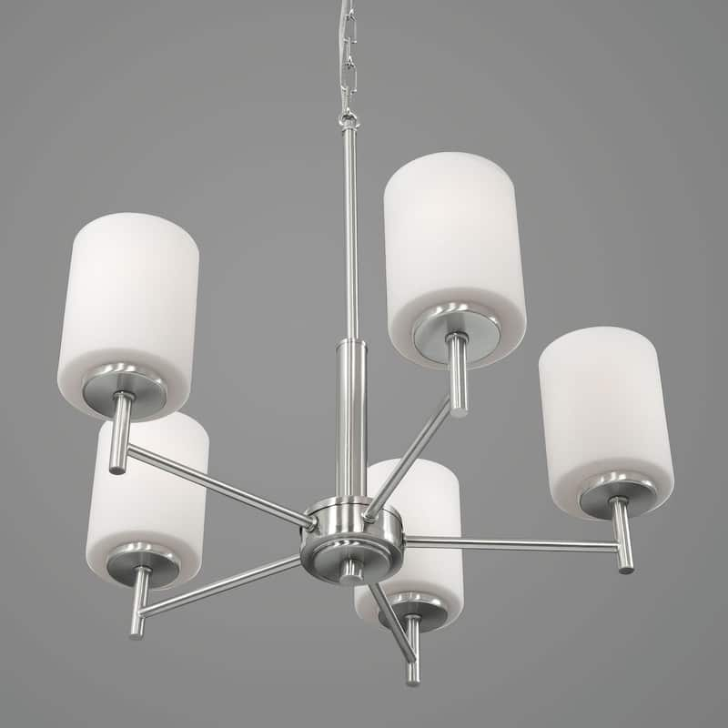 Replay Collection 5-Light Brushed Nickel Etched Glass Modern Chandelier Light - N/A