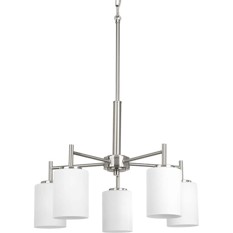 Replay Collection 5-Light Brushed Nickel Etched Glass Modern Chandelier Light