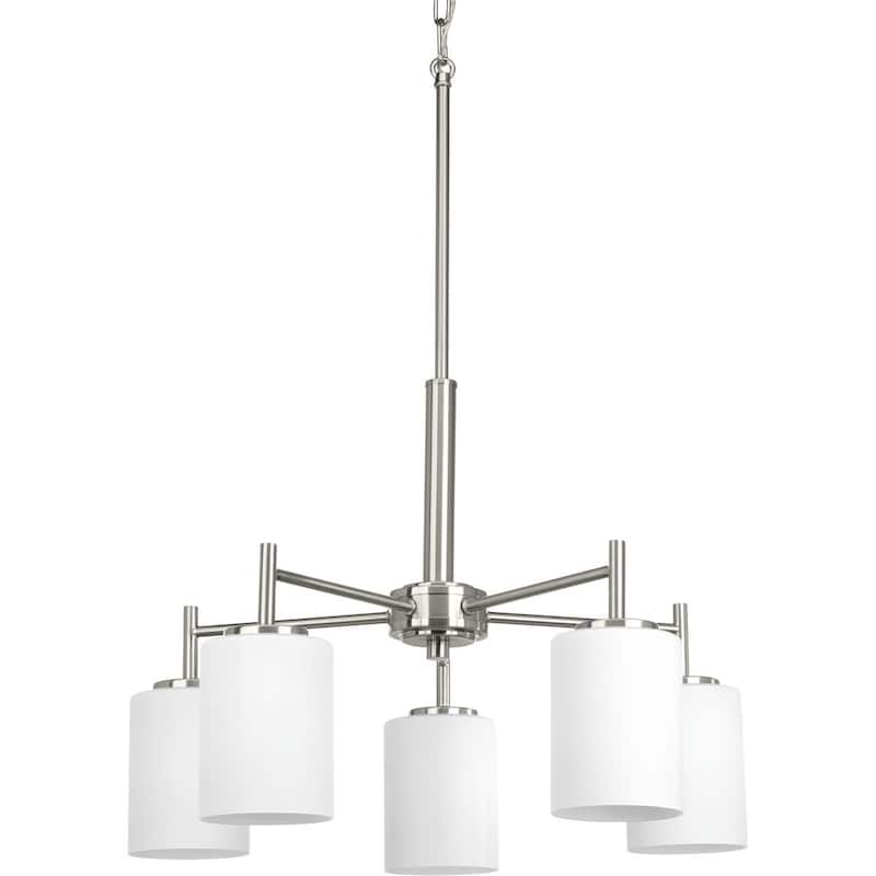 Replay Collection 5-Light Brushed Nickel Etched Glass Modern Chandelier Light - N/A