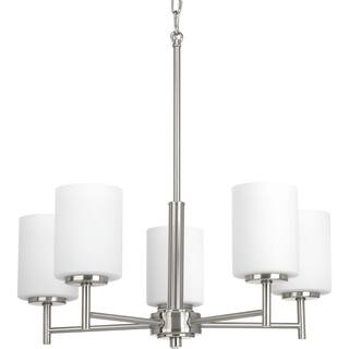 Replay Collection 5-Light Brushed Nickel Etched Glass Modern Chandelier Light