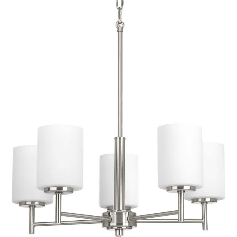 Replay Collection 5-Light Brushed Nickel Etched Glass Modern Chandelier Light - N/A