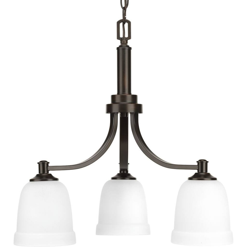 Topsail Collection 3-Light Antique Bronze Etched Parchment Glass Coastal Chandelier Light