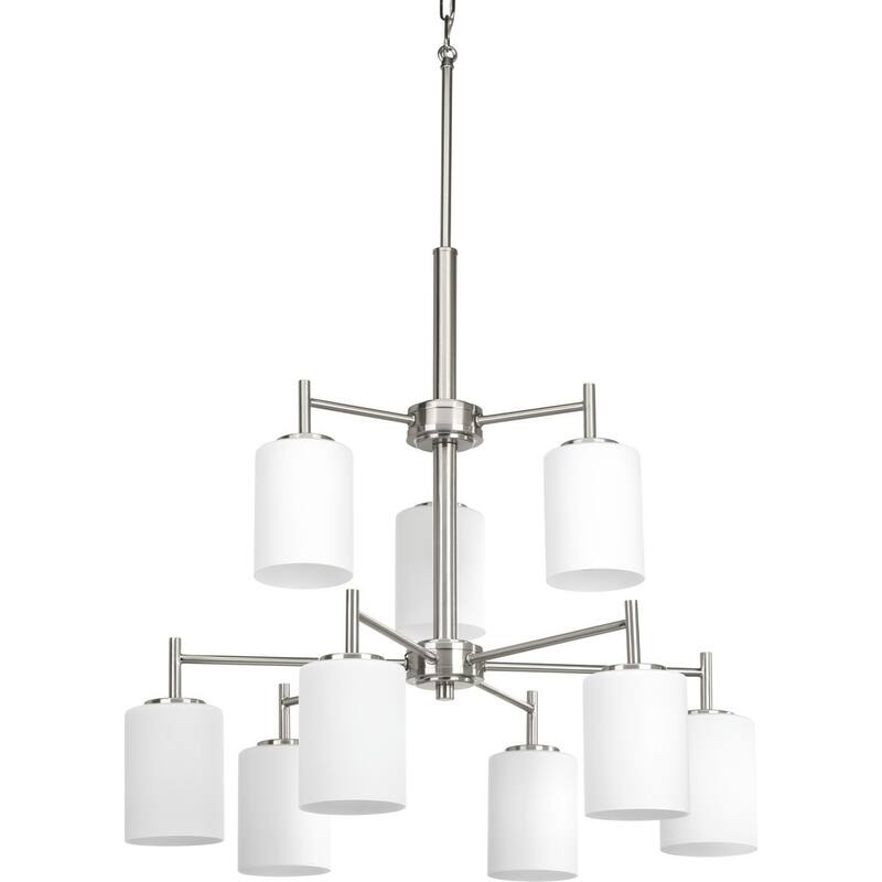 Replay Collection 9-Light Brushed Nickel Etched Glass Modern Chandelier Light