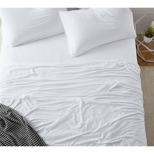 BYB Bare Bottom Sheets - All Season - Full - White
