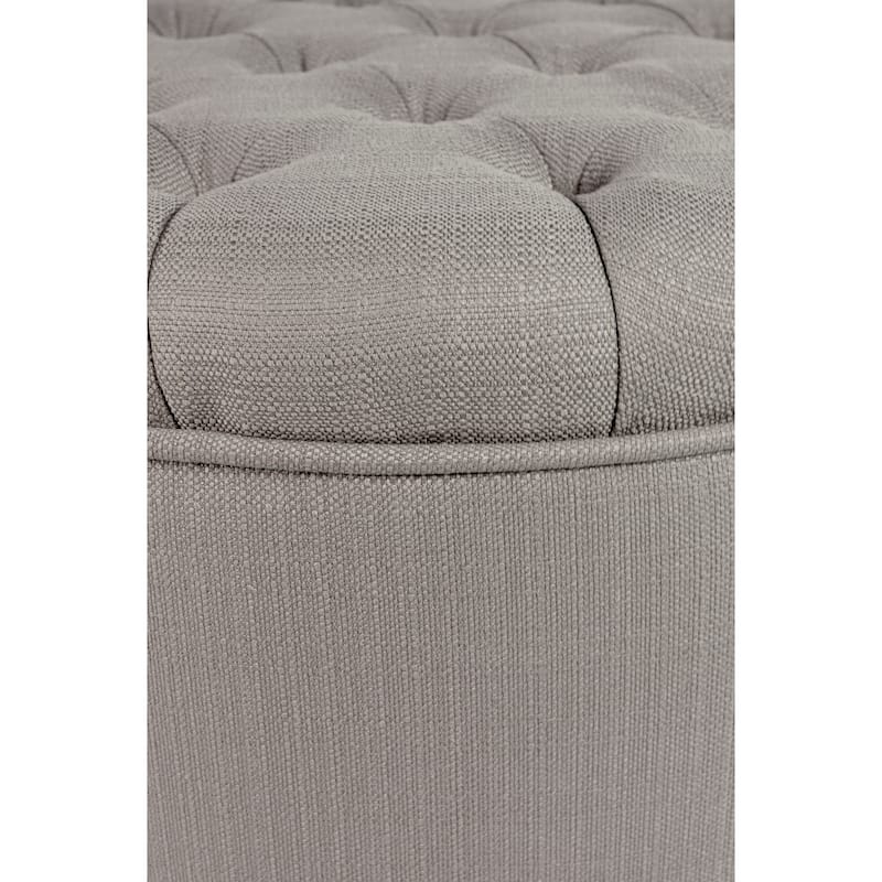 Rosie Button Tufted Round Ottoman - N/A