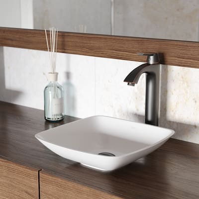 VIGO Hyacinth White Matte Stone Vessel Bathroom Sink