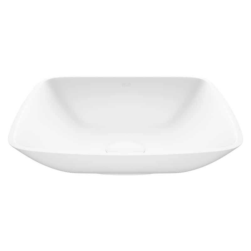 VIGO Hyacinth 14"L x 14"W x 4"H Matte Stone Square Bathroom Vessel Sink