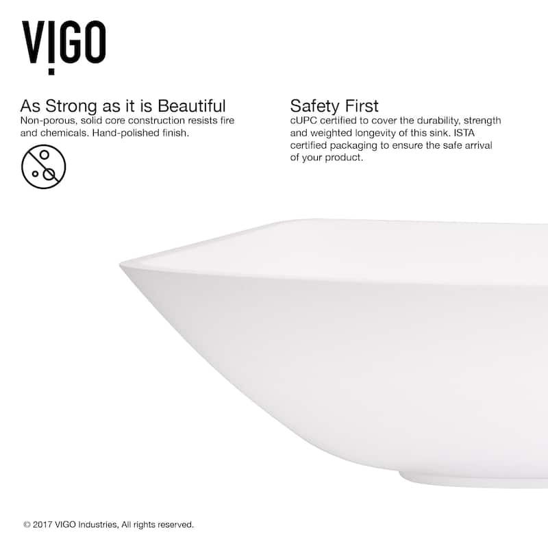 VIGO Hyacinth 14"L x 14"W x 4"H Matte Stone Square Bathroom Vessel Sink