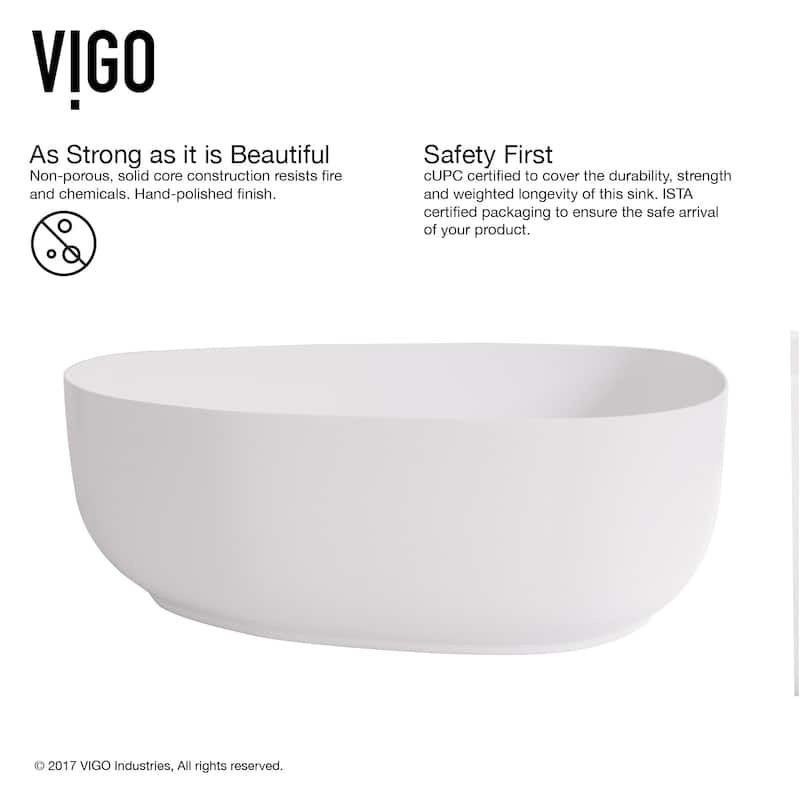 VIGO Peony 20"L x 15"W x 5"H Matte Stone Specialty Bathroom Vessel Sink