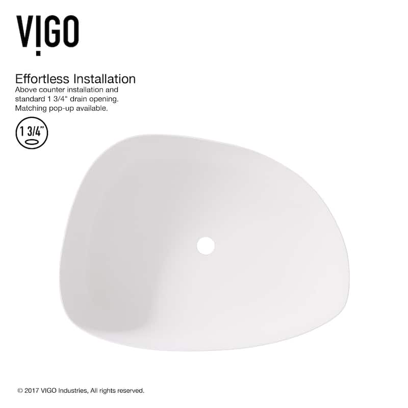 VIGO Peony 20"L x 15"W x 5"H Matte Stone Specialty Bathroom Vessel Sink