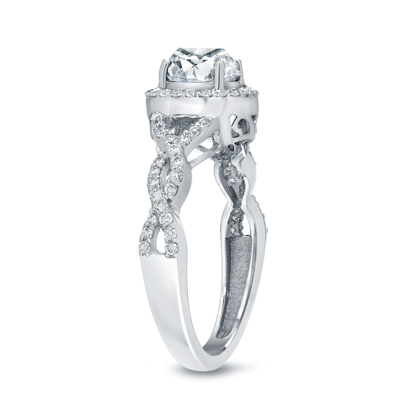 Auriya 14k Gold 1 3/8ct TDW Round Diamond Halo Engagement Ring